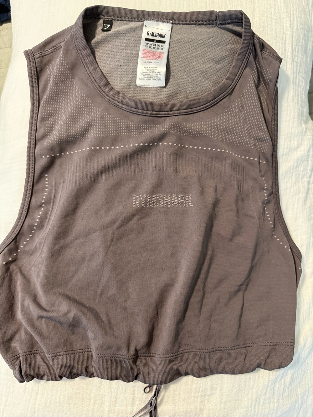 Gymshark Women's Mauve Drawcord Waist Cropped Workout Running Tank